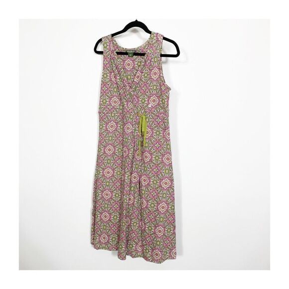 Eddie Bauer Dresses & Skirts - Eddie Bauer Dress Sleeveless V Neck Pullover Green Pink Womens Medium NEW